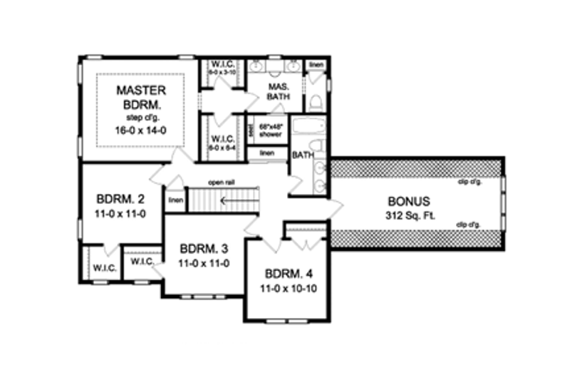 Dream House Plan - Floor Plan - Upper Floor for Colonial House Plan #1010-56 - 4 bed, 2.5 bath