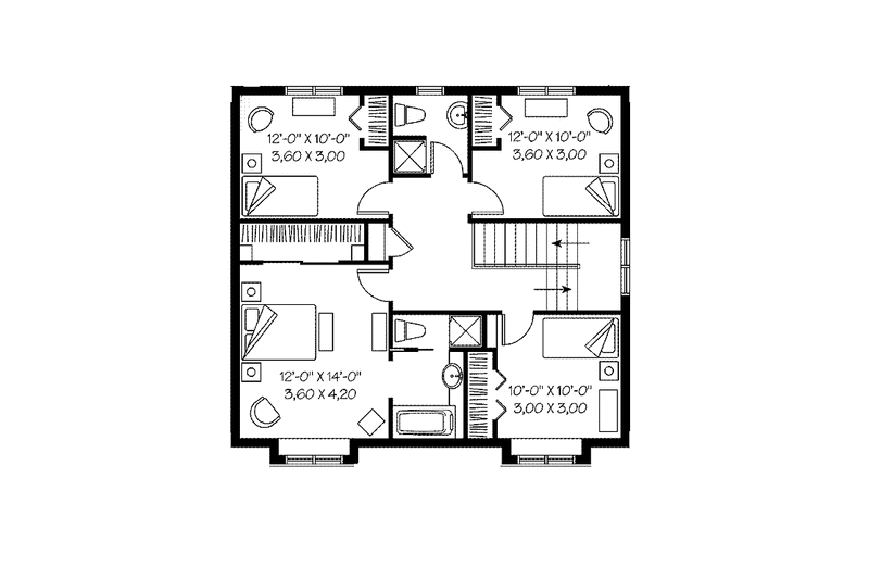 Architectural House Design - Floor Plan - Upper Floor for Colonial House Plan #23-2415 - 4 bed, 2.5 bath