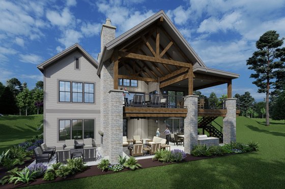 Exterior - Rear Elevation for Traditional House Plan #1069-33 - 2 bed, 2.5 bath