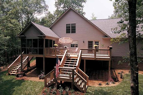 Exterior - Rear Elevation 1 for Country House Plan #929-242 - 3 bed, 2 bath