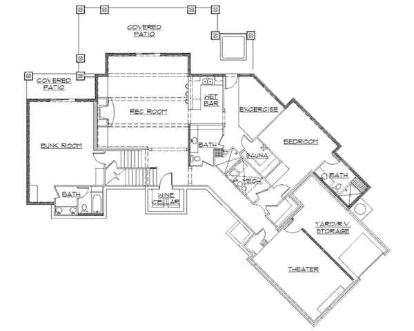 Dream House Plan - Craftsman Floor Plan - Lower Floor Plan #945-122