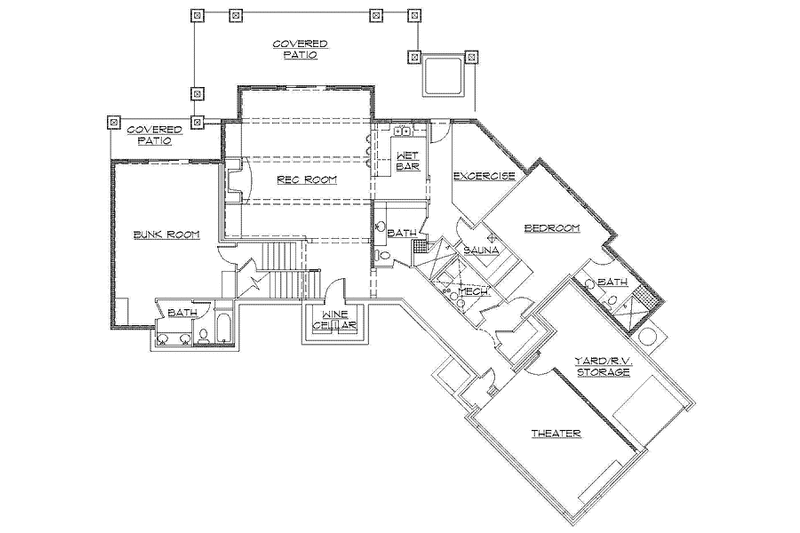 Home Plan - Floor Plan - Lower Floor for Craftsman House Plan #945-122 - 2 bed, 2.5 bath