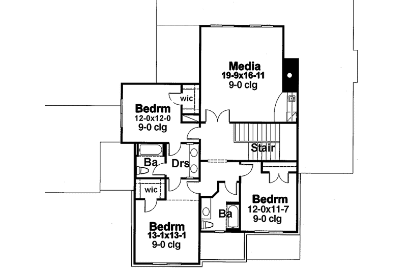 Home Plan - Floor Plan - Upper Floor for Prairie House Plan #120-220 - 4 bed, 3.5 bath
