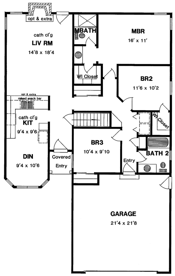 House Design - Ranch Floor Plan - Main Floor Plan #316-202