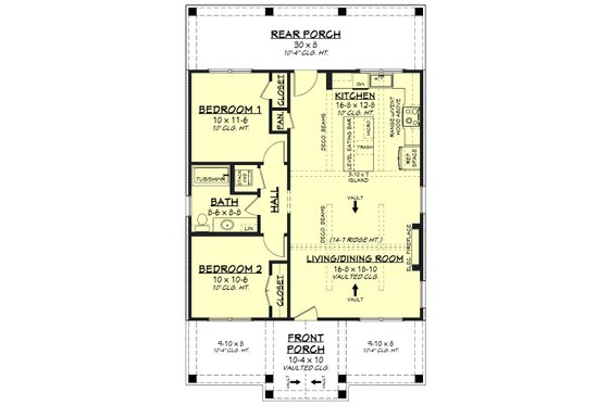 Floor Plan - Main Floor for Farmhouse House Plan #430-429 - 2 bed, 1 bath