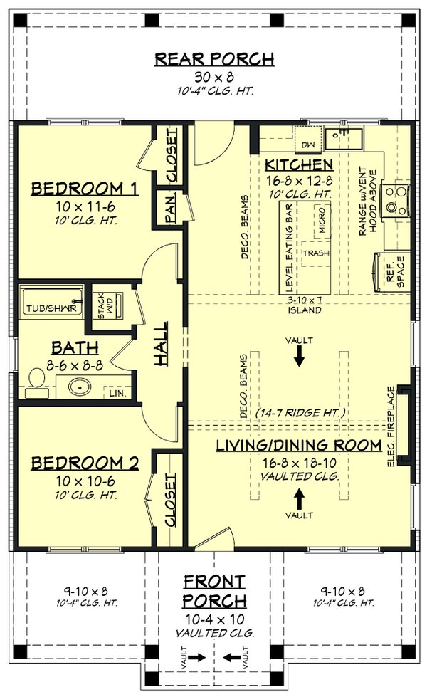 Architectural House Design - Floor Plan - Main Floor for Farmhouse House Plan #430-429 - 2 bed, 1 bath