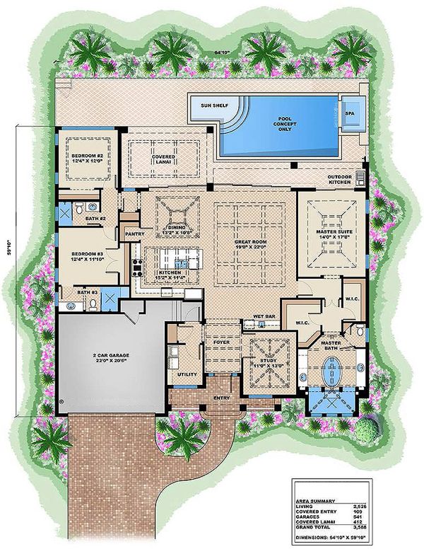 Home Plan - European style house plan, main level floor plan