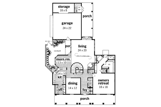 Floor Plan - Main Floor for Traditional House Plan #45-212 - 4 bed, 3.5 bath