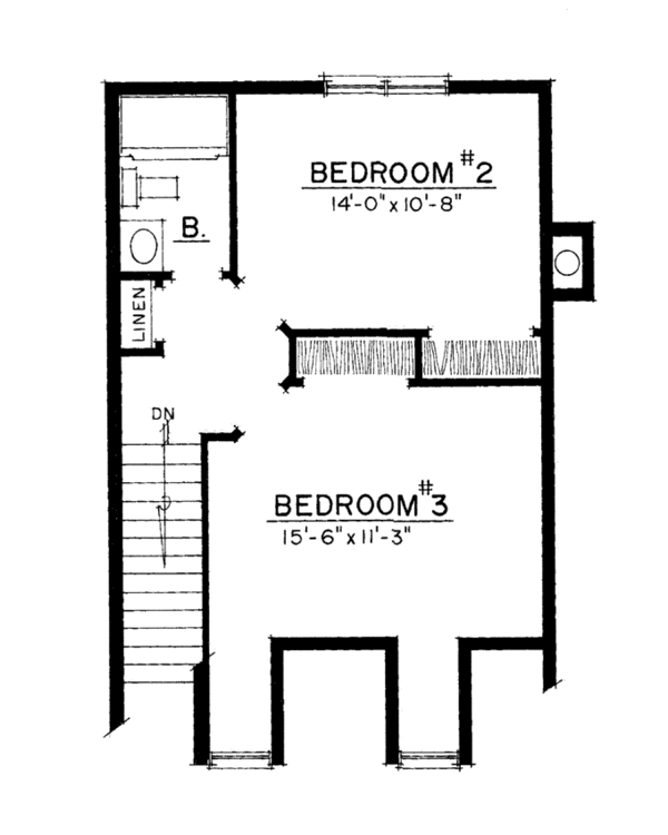 Architectural House Design - Colonial Floor Plan - Upper Floor Plan #1016-102