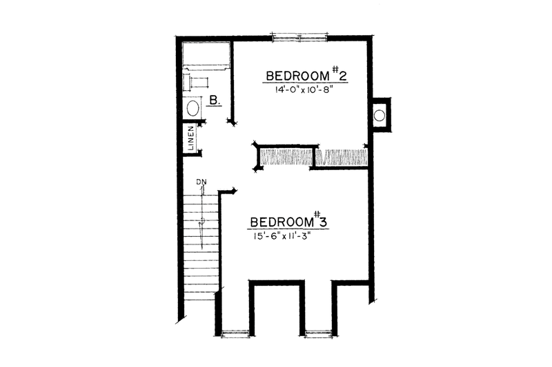 House Blueprint - Floor Plan - Upper Floor for Colonial House Plan #1016-102 - 3 bed, 2.5 bath