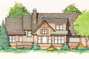 Exterior - Rear Elevation for Craftsman House Plan #929-934 - 3 bed, 3 bath