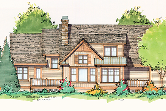 Exterior - Rear Elevation for Craftsman House Plan #929-934 - 3 bed, 3 bath