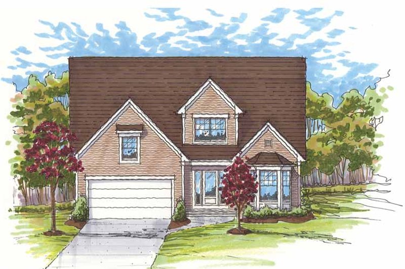 Architectural House Design - Exterior - Front Elevation 3 for Traditional House Plan #435-9 - 3 bed, 2.5 bath