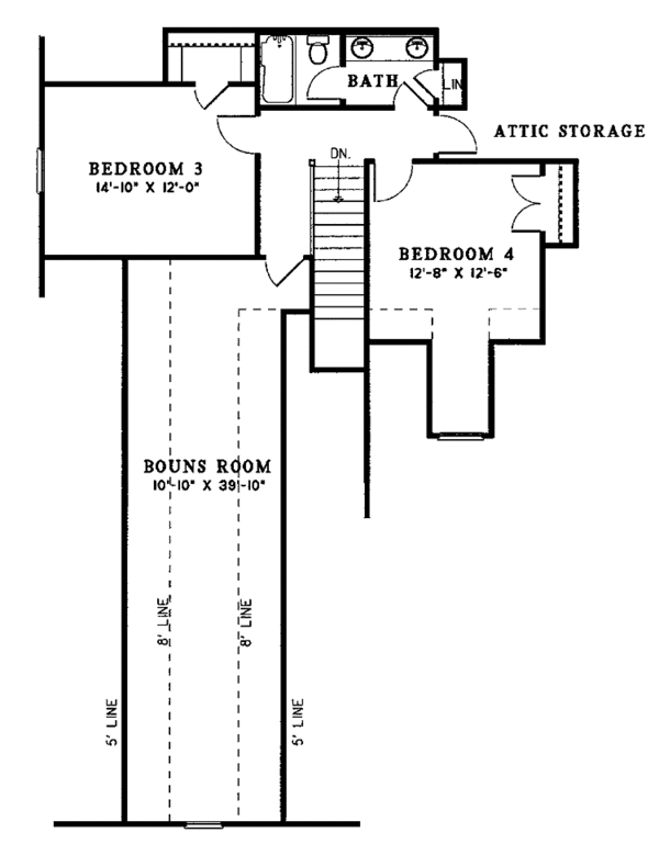 Craftsman Floor Plan - Upper Floor Plan #17-2696