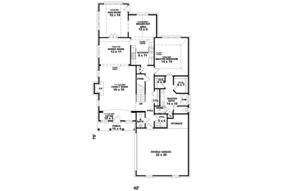 Floor Plan - Main Floor for Southern House Plan #81-929 - 3 bed, 2.5 bath