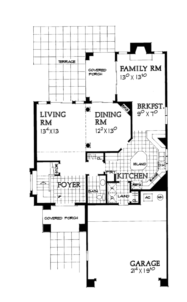 House Blueprint - Mediterranean Floor Plan - Main Floor Plan #72-942