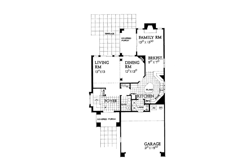 Home Plan - Floor Plan - Main Floor for Mediterranean House Plan #72-942 - 3 bed, 2.5 bath