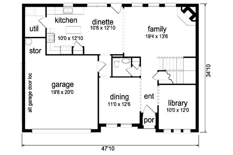 Dream House Plan - Floor Plan - Main Floor for Traditional House Plan #84-373 - 4 bed, 2.5 bath