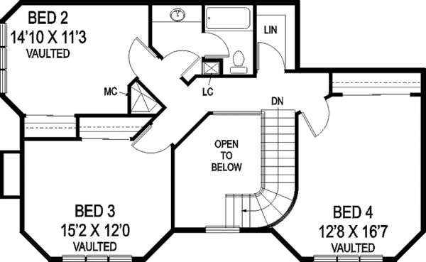 House Design - Ranch Floor Plan - Upper Floor Plan #60-1026