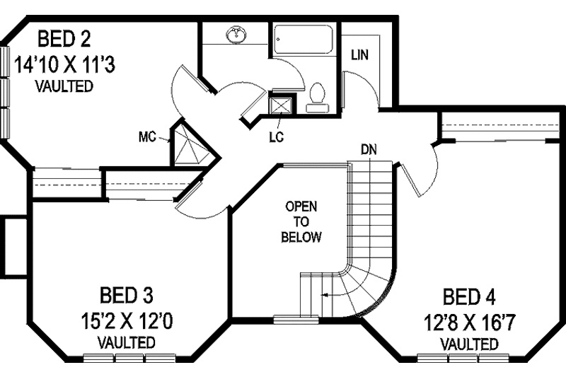 Home Plan - Floor Plan - Upper Floor for Ranch House Plan #60-1026 - 4 bed, 2.5 bath