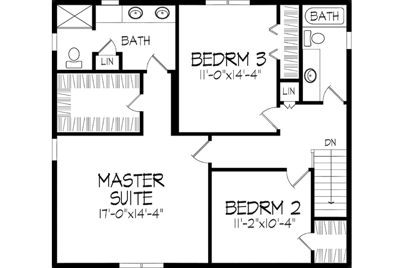 Home Plan - Floor Plan - Upper Floor for Tudor House Plan #51-853 - 3 bed, 2.5 bath