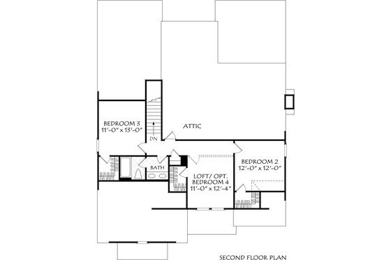 Floor Plan - Upper Floor for Farmhouse House Plan #927-1037 - 4 bed, 3 bath