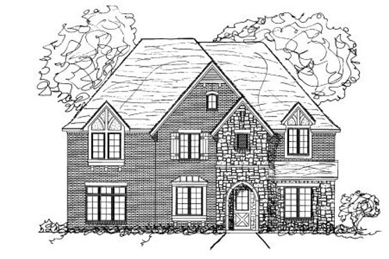 Exterior - Front Elevation for European House Plan #141-304 - 4 bed, 3.5 bath