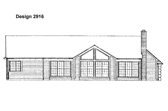 Exterior - Rear Elevation for Country House Plan #72-778 - 3 bed, 2.5 bath