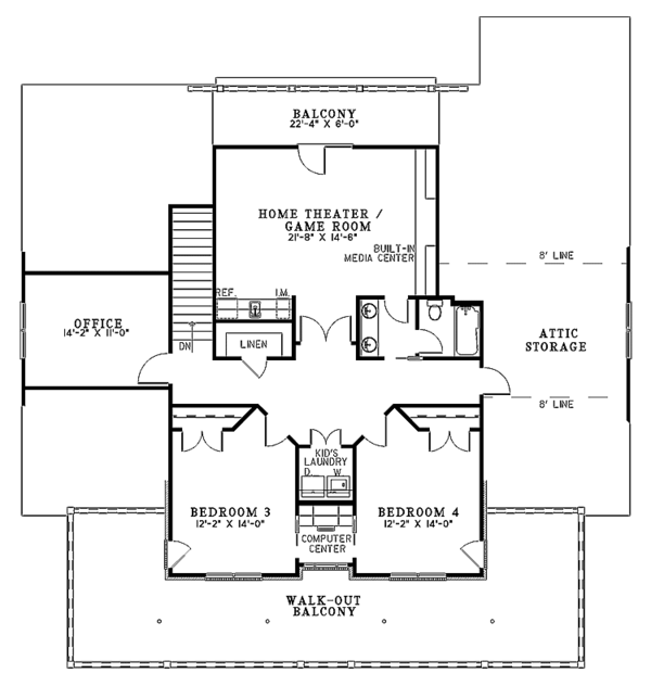 Architectural House Design - Country Floor Plan - Upper Floor Plan #17-2674