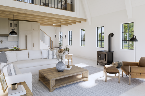 Interior - Family Room 1 for Barndominium House Plan #1114-123 - 1 bed, 1 bath