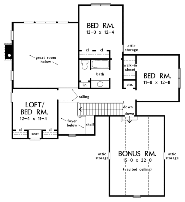 Traditional Floor Plan - Upper Floor Plan #929-695