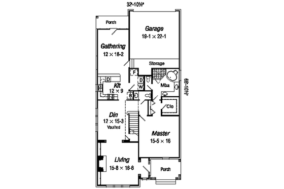 Floor Plan - Main Floor for Colonial House Plan #329-267 - 3 bed, 2.5 bath