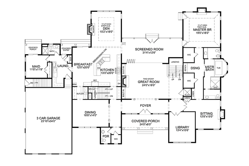 Architectural House Design - Floor Plan - Main Floor for Traditional House Plan #314-295 - 6 bed, 7.5 bath