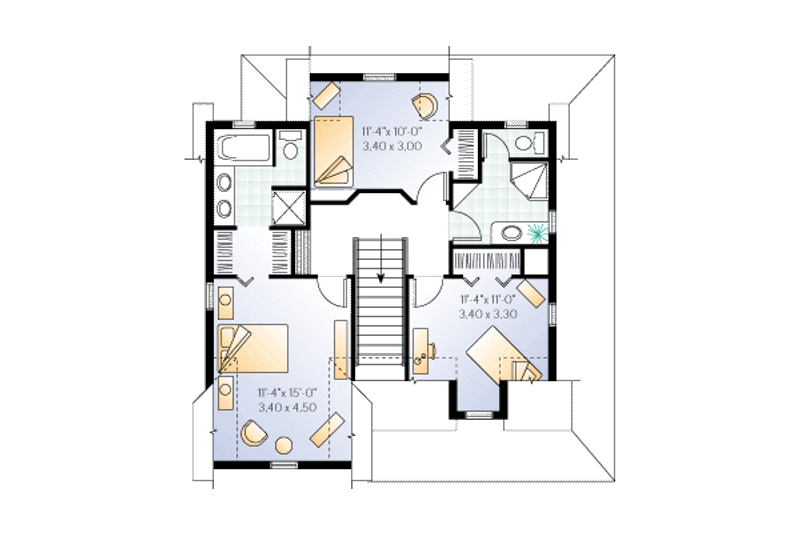 House Design - Floor Plan - Upper Floor for Country House Plan #23-225 - 3 bed, 2.5 bath
