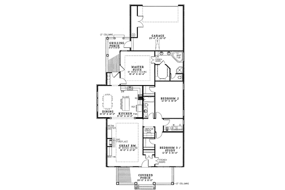 Floor Plan - Main Floor for Country House Plan #17-2667 - 3 bed, 2 bath