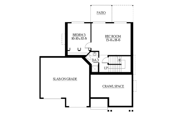 Floor Plan - Lower Floor for Craftsman House Plan #132-355 - 3 bed, 3 bath