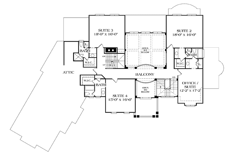 Dream House Plan - Floor Plan - Upper Floor for Mediterranean House Plan #453-321 - 5 bed, 4 bath