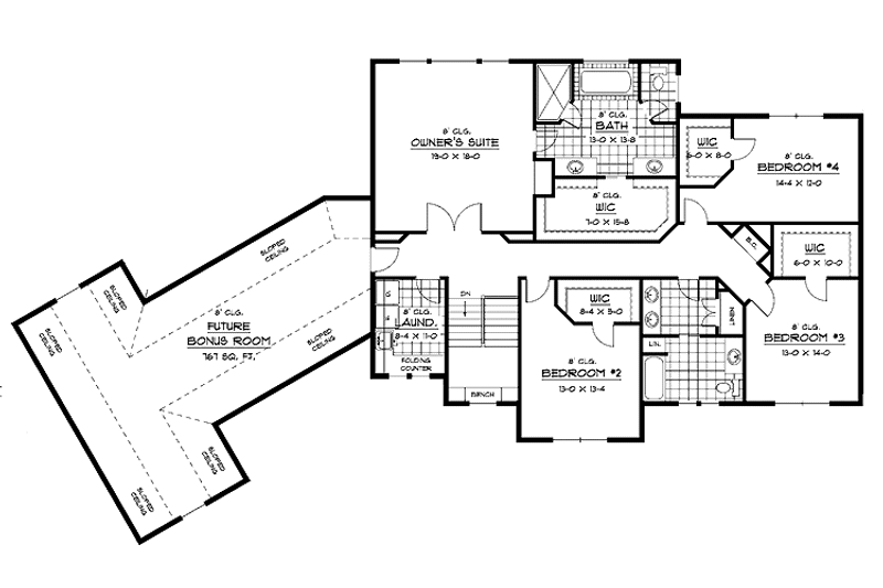 Home Plan - Floor Plan - Upper Floor for Traditional House Plan #51-672 - 4 bed, 2.5 bath