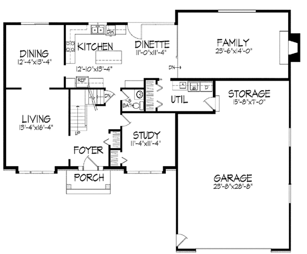 Home Plan - Tudor Floor Plan - Main Floor Plan #51-907