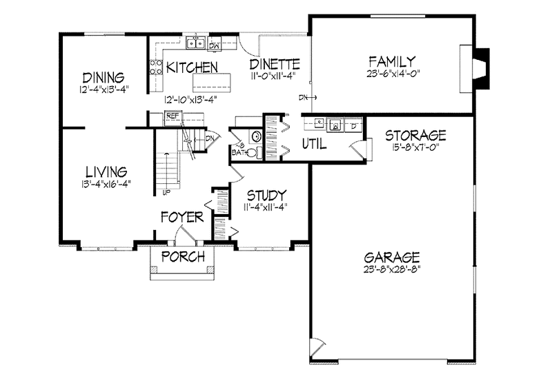 Architectural House Design - Floor Plan - Main Floor for Tudor House Plan #51-907 - 4 bed, 2.5 bath