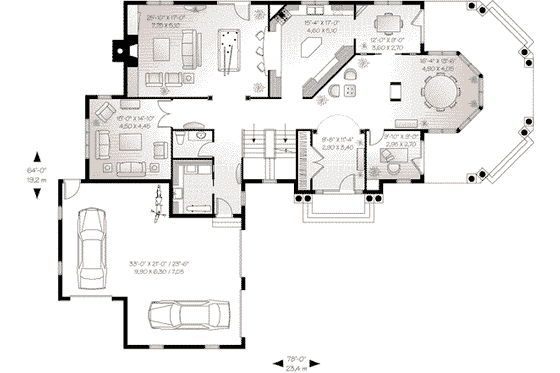 Floor Plan - Main Floor for European House Plan #23-585 - 4 bed, 3.5 bath
