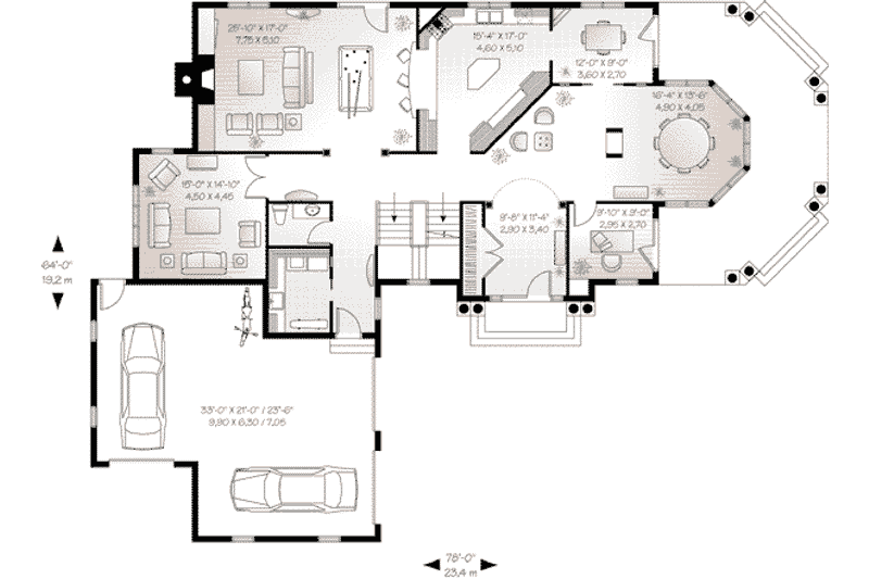 Dream House Plan - Floor Plan - Main Floor for European House Plan #23-585 - 4 bed, 3.5 bath