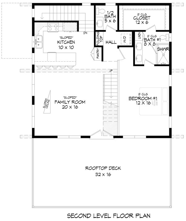 Contemporary Floor Plan - Upper Floor Plan #932-913