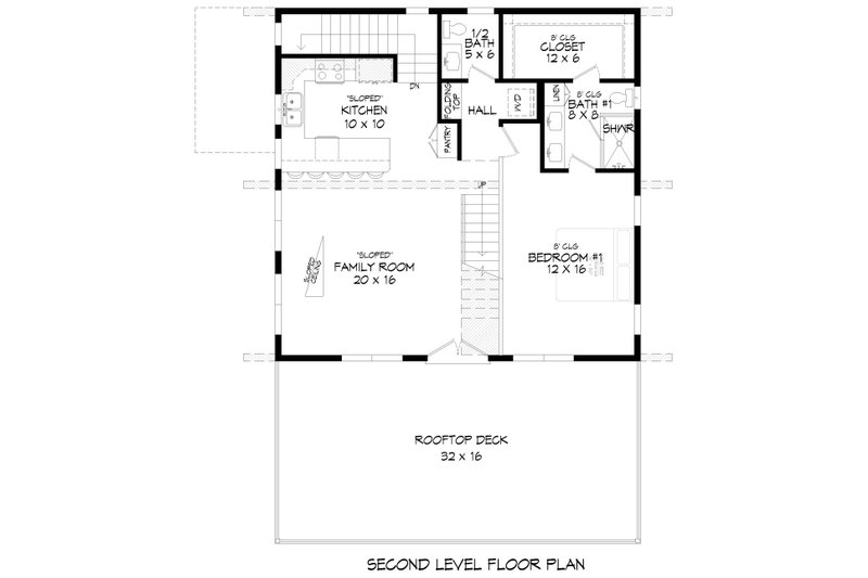 Home Plan - Floor Plan - Upper Floor for Contemporary House Plan #932-913 - 2 bed, 2.5 bath