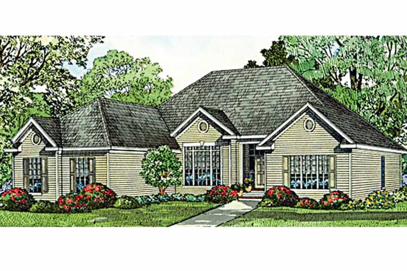 Architectural House Design - Exterior - Front Elevation 3 for European House Plan #17-3183 - 4 bed, 2 bath