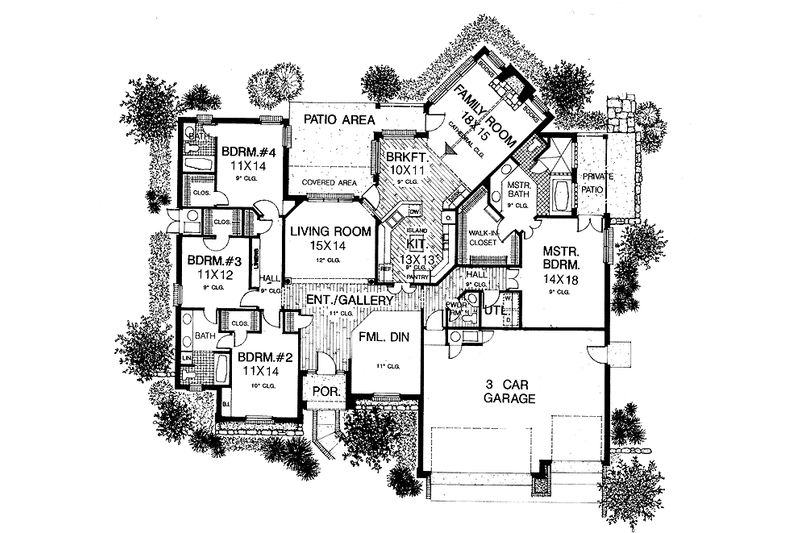 Dream House Plan - Floor Plan - Main Floor for Country House Plan #310-1102 - 4 bed, 3.5 bath