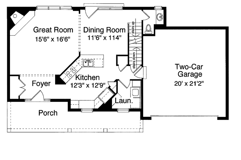 Home Plan - Floor Plan - Main Floor for Country House Plan #46-693 - 3 bed, 2.5 bath