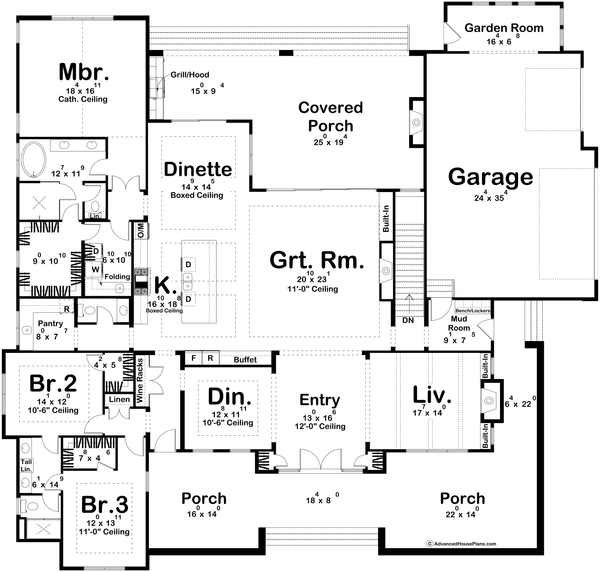 Dream House Plan - Floor Plan - Main Floor for Cottage House Plan #455-800 - 3 bed, 2.5 bath