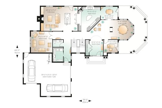 Floor Plan - Main Floor for Country House Plan #23-414 - 4 bed, 3.5 bath