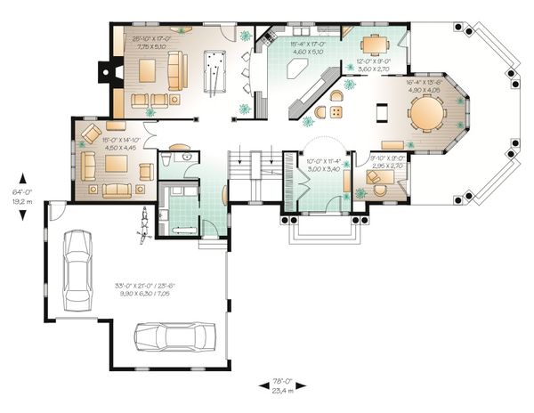 Architectural House Design - Country Floor Plan - Main Floor Plan #23-414